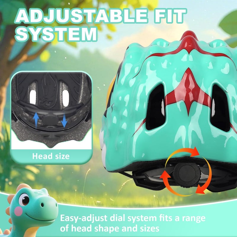 Bavilk Toddler Kids Bike Helmet,3D Dinosaur Helmets for Boys Girls Infant/Baby to Children 1/2/3/4/5/6/7/8 Years Old Lightweight Adjustable Multi-Sports Bicycle Scooter Skateboard Skating Cycling - Image 4